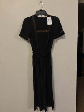 MICHAEL Michael Kors Black Lace-Trim Crepe Wide-Leg Jumpsuit